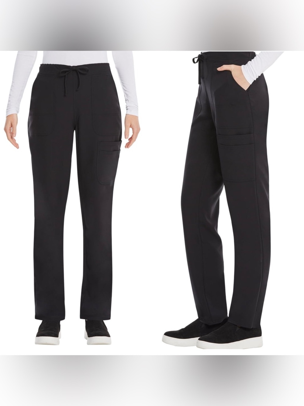 ScrubStar Women’s Large Black Cargo Medical Uniform Scrub Pants WM03B117